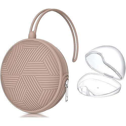 Smlpuame Pacifier Holder Case,BPA Free Portable Pacifier Storage Container,Silicone Baby Pacifier Cover Pouch for Diaper Bag Stroller,Travel Outdoor Activities,Easy to Clean(Blush)