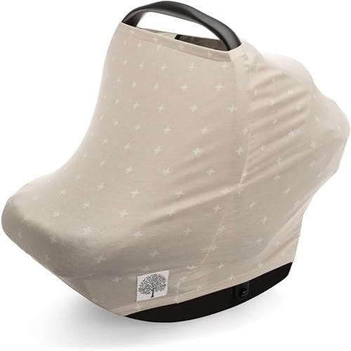 Parker Baby 4 in 1 Car Seat Cover for Girls and Boys - Stretchy Carseat Canopy, Nursing Cover, Grocery Cart Cover, High Chair Cover - "Desert"