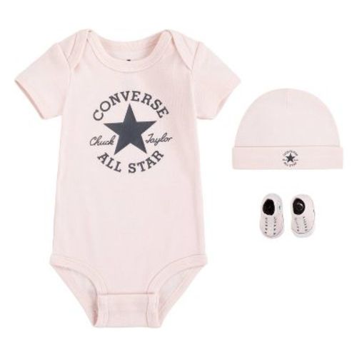 Converse Baby Girls' Short Sleeve Bodysuit With Hat & Bootie Set - Pink 0-3m