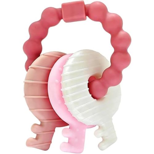 YAPROMO Baby Teething Keys - Soft Silicone Keys Teether, Cute Chew Toys for 3-18 Months Infants & Toddlers, Perfect for Baby Girls, BPA Free