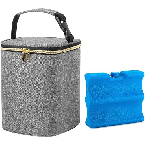 Teamoy Breastmilk Cooler Bag with Ice Pack, Baby Bottles Bag for up to 4 Large 9 Ounce Bottles and Ice Pack, Perfect for Working Mom Mother, Gray