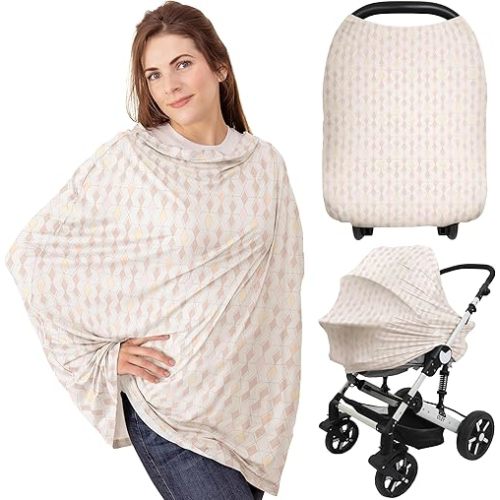 Car Seat Covers for Babies - Nursing Covers for Breastfeeding, Baby Car Seat Canopy for Girls, Boys, Nursing Essentials for Breastfeeding Women, Infant Stroller Privacy Protection (Prism)