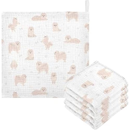 vvfelixl Baby Cotton Washcloths Pomeranian German Spitz Infants Bath Towel for Unisex Puppy Face Towels for Newborn, Natural Baby Wipes Delicate Skin, 11.8 X 11.8 inch, one sizex3