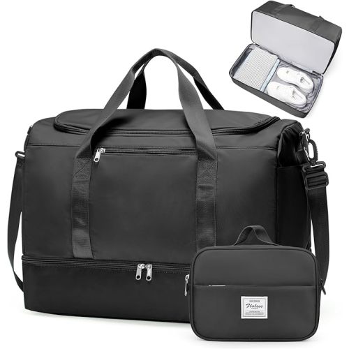 Extra Large Travel Duffel Bag, Carry-On Weekender Bags for Women Travel | Overnight Weekend Bag with Shoes Compartment for Travel Business Trips Sport Hospital, Toiletry Bag Included