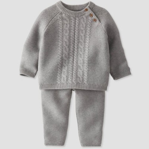 little Planet By Carter's Baby 2pc Organic Cotton Sweater and Bottom Set - Gray 6M