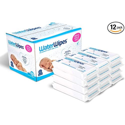 WaterWipes Original Baby Wipes, 99.9% Water, Unscented & Hypoallergenic for Sensitive Newborn Skin, 60 Count (Pack of 12)