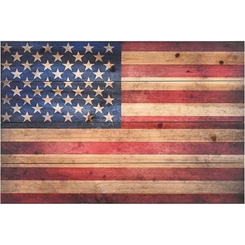 Empire Art Direct American Flag Digital Print on Solid Wood Wall Art, 16 in x 24 in x 1.5 in, Red, Blue, Natural