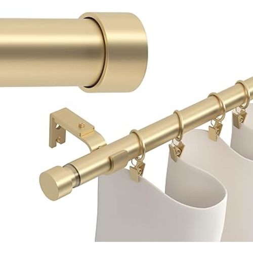 Gold Curtain Rods 160 inch, Extra Long Curtain Rod for Windows 120-160 inch, 1 inch Heavy Duty Drapery Rod for Outdoor Patio, Living Room, Bedroom, Modern Adjustable Curtain Pole 10-13ft