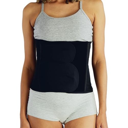 Belly Bandit Luxe Postpartum Belly Wrap - Post Pregnancy Belly Band with Five Levels of Targeted Compression for the Perfect Cinch - Postpartum Essentials, Black, Small