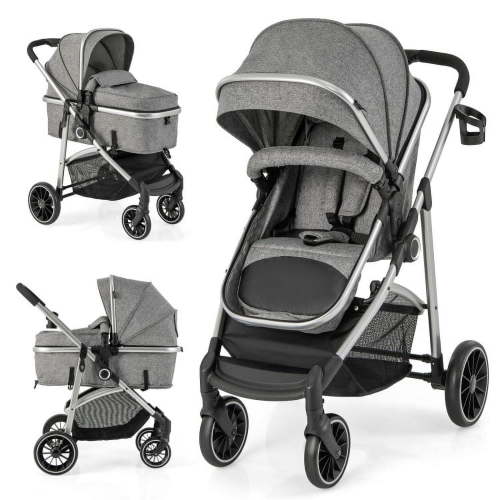 Kepooman Umbrella Stroller,Baby Stroller,2-in-1 Convertible Baby Stroller with Reversible Seat-Gray