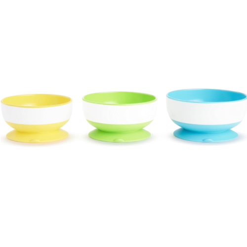 Munchkin® Stay Put™ Suction Bowls for Babies and Toddlers, 3 Pack, Blue/Green/Yellow - 3pc Bowls, Yellow