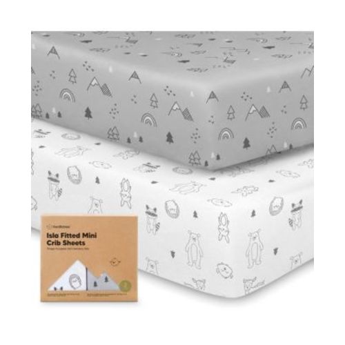 2-Pack Mini Crib Sheets, Pack and Play Sheets Fitted, Pack N Play Sheets, Organic Fitted Crib Sheet Cover
