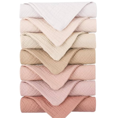 Konssy Baby Muslin Washcloths 7-Pack, 100% Cotton Baby Bath Washcloths, Soft & Absorbent Wash Cloths and Burp Cloths for Newborn Kids Girls & Boys, 11x11 inches