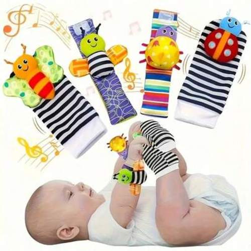 2pcs/4pcs Baby Wrist Rattle Socks Toys, Newborn Socks Toys, Foot Positioner And Wrist Rattle Set, Baby Rattle Socks Toys, Soft Sensory Toys, Suitable For Toddlers And Newborns, Halloween Theme | SHEIN USA