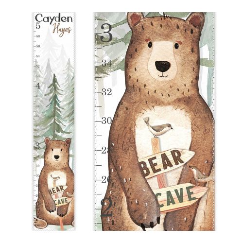 Woodland Growth Chart, Canvas Growth Chart, Bear Growth Chart, Gender Neutral Growth Chart, Woodland Decor, Height Chart, Nursery Decor
