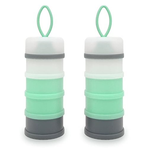 Baby Formula Dispenser, Portable Milk Powder Dispenser Container, Baby Feeding Travel Storage Container, Non-Spill Stackable Baby Snack Storage Container, BPA Free, 4 Compartments, 2 Packs