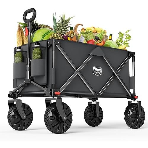 TIMBER RIDGE Outdoor Collapsible Wagon Utility Folding Cart Heavy Duty All Terrain Wheels