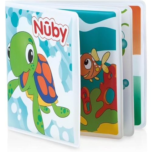 Nuby Bath Fun Time Book with Water-Proof Pages and Surprise Squeaker, Early Education, 0 M+