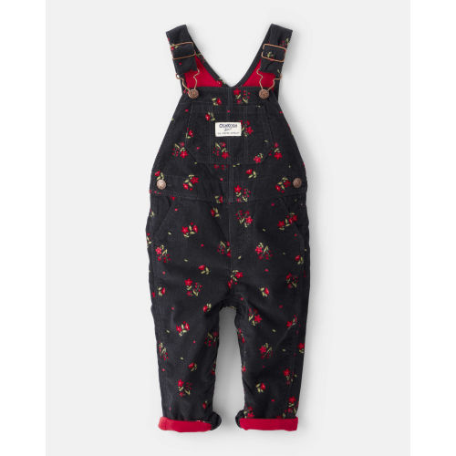 Baby Girl Floral Print Corduroy Overalls - Black - OshKosh | Carter's