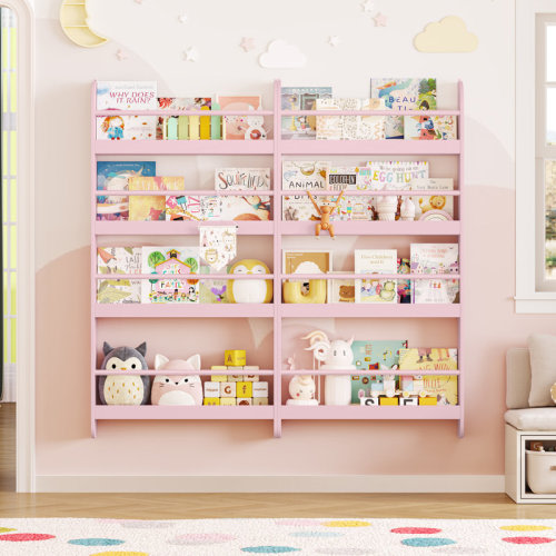Hokku Designs Phippen 2-pieces Kids Floating Bookshelf, 43.7'' H X 22.8'' W Nursery Bookshelf for Toddler Room & Reviews | Wayfair