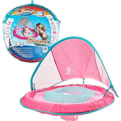 SwimWays Baby Spring Float Sun Canopy - Pink Mermaid Unicorn