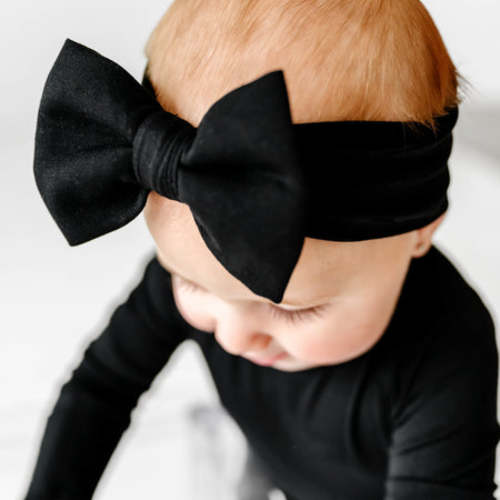 Little Sleepies ™ | Black Luxe Bow Headband