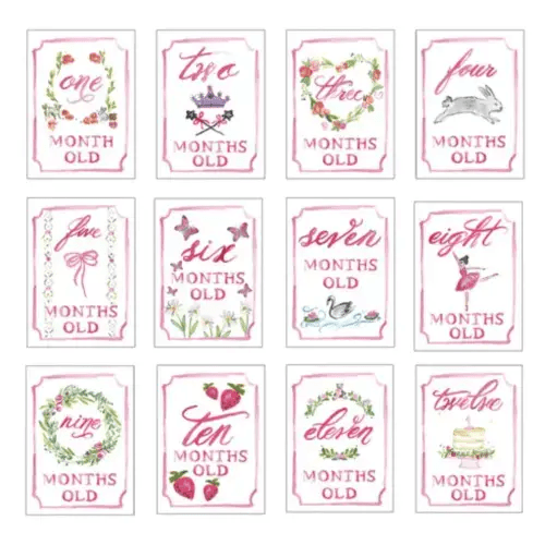 Month by Month Baby Girl Cards