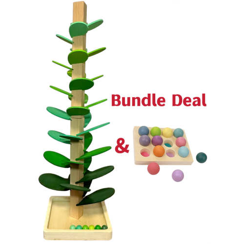 **Bundle Deal**NEW Large Green Marble Tree with 12 Wooden Balls in Pas – Green Elephant Home and Toys