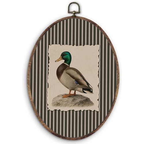 KTYHD Vintage Mallard Duck Oval Wall Art, Retro Mallard Duck Nursery Decor
