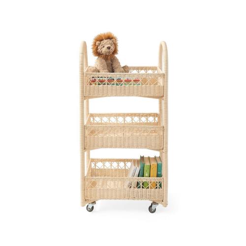Farley Wicker Rolling Storage Cart | Serena and Lily