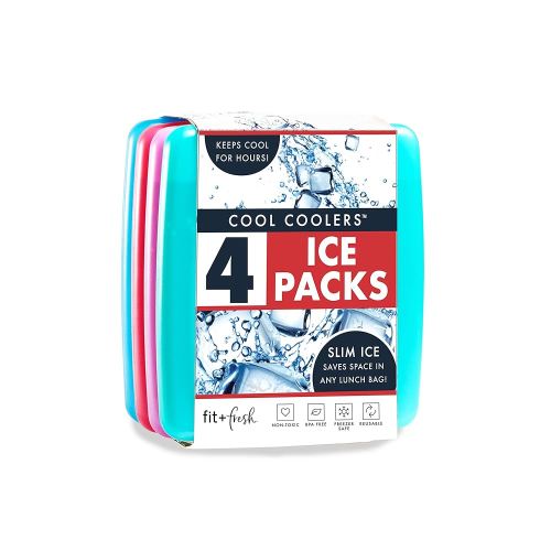 Cool Coolers by Fit + Fresh, Reusable & Long-Lasting Slim Ice Packs, Cold Packs for Lunch Boxes, Ice Packs for Lunch Bags