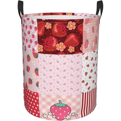 Strawberry Laundry Hamper Cute Laundry Baskets Large Girls Clothes Hampers Women Organizer Hamper Dirty Clothes