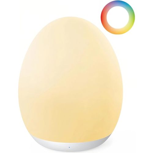 JolyWell Night Light for Kids, Baby Egg Light with 7 Colors Changing Mode & Stepless Dimming, Nursery Night Lamp BPA Free,Rechargeable Egg Night Light for Breastfeeding 1h Timer & Touch Control