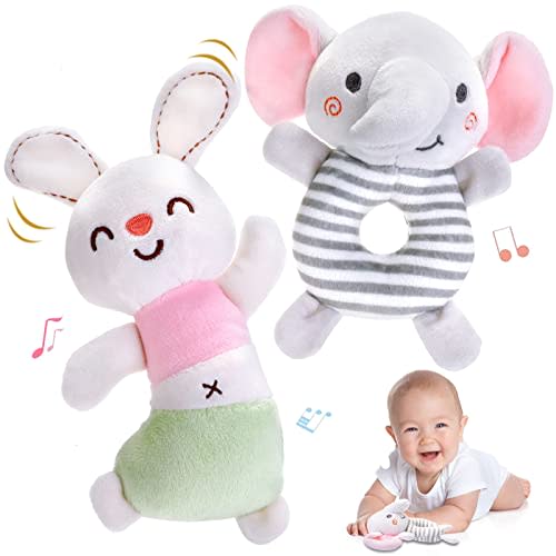 FPVERA Baby Rattles 0-6 Months: Soft Rattle Toys for Newborns, Plush Stuffed Animal Rattle for Infants, Toddlers Boys Girls Shower Gift