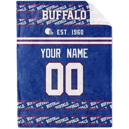KREDE Buffalo Throw Blanket for Baby Boy Girl Gifts Custom Name and Number