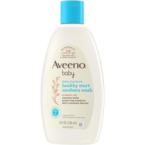 Aveeno Baby Healthy Start Nourishing Newborn Wash, Hypoallergenic Baby Body Wash with Prebiotic Oat Gently Cleanses Delicate Newborn Skin, Fragrance-Free, Tear-Free, Paraben-Free, 8 fl. oz
