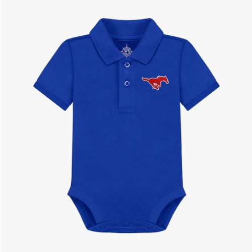 Creative Knitwear SMU College Baby Polo Bodysuit Solid - Team Logo, Multiple Colors, for Boys & Girls (0-12 Months)