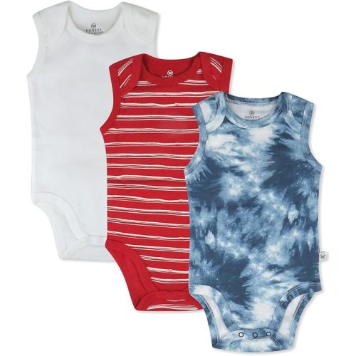 HonestBaby baby-boys Sleeveless Bodysuits One-piece 100% Organic Cotton for Baby Boys, Girls, Unisex