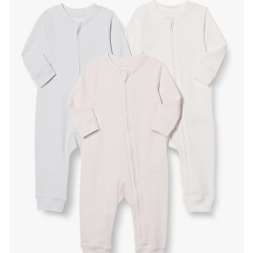 Amazon Essentials Unisex Babies' Cotton Zip-Front Footless Sleepsuit, Pack of 3