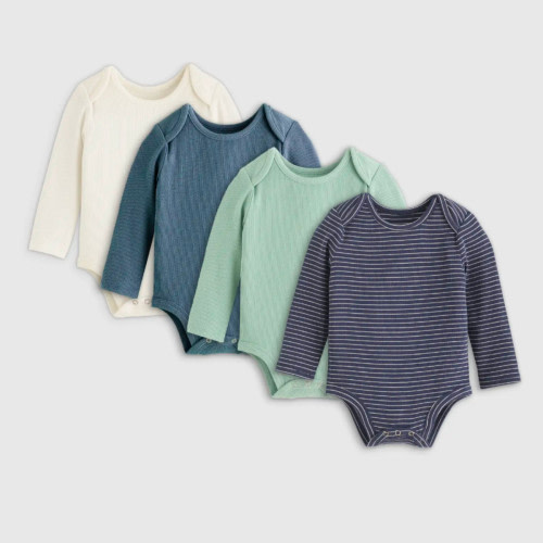 Quince The Softest Rib Long Sleeve Bodysuit 4-Pack
