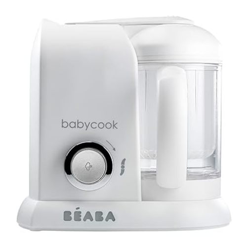 BEABA Babycook Solo 4 in 1 Baby Food Maker, Baby Food Processor, Steam Cook + Blend, Lrg Capacity 4.5 Cups Makes 27 Servings in 20 Mins, Cook Healthy Baby Food at Home, Dishwasher Safe, White