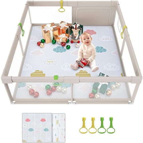 Fodoss Playpen Baby, 47x47inch Play Pen, Small Playard,Playpen for Apartment, Play Yard, Baby Activity Play Fence, Extra Large Playard, Parc Pour bébé
