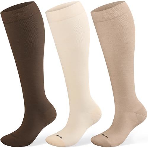 Cotton Compression Socks for Women&Men 15-20mmHg Knee High Cute Support Sock for Nurses, Pregnant Women, Travel
