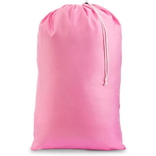 Nylon Laundry Bag - Extra Large 30" x 40" Locking Drawstring Closure, Machine Washable, These Large Bags will Fit Laundry Basket or Hamper and Strong to Carry up to Four Loads of Clothes (Pink)