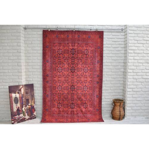 Red Afghan Rug, 5x8 Area Rug, Rustic Decor, Red Rug, Aesthetic Rug, free shipping rug, livingroom rug, floor Rug, unique carpet from Turkey