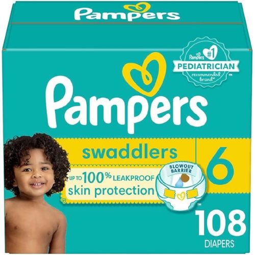 Pampers Baby Diapers - Swaddlers - Size 6, 108 Count, Ultra Absorbent Disposable Infant Diaper