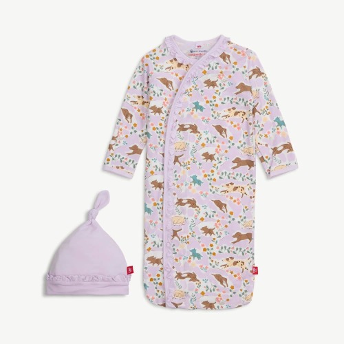 best fur end modal magnetic cozy sleeper gown + hat set with ruffles – Magnetic Me