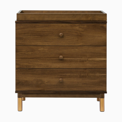 Gelato 3-Drawer Changer Dresser - Natural Walnut & Gold Feet