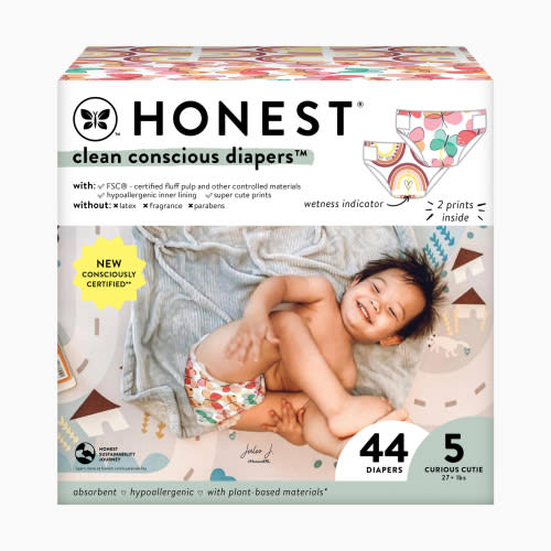 The Honest Company Clean Conscious Disposable Diapers - Wingin It + Catching Rainbows, Size 5, 44 Count