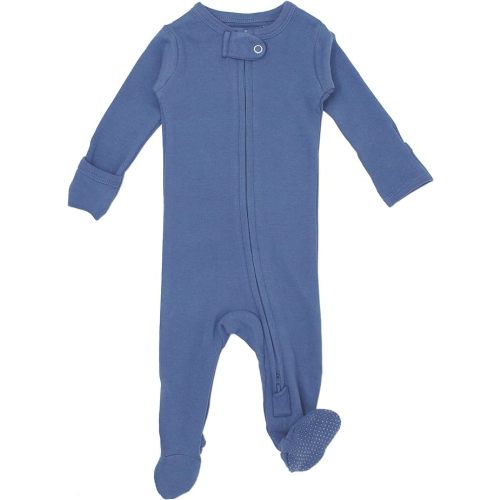 L'ovedbaby Organic Baby Zipper Footie - 6-9 Months - Slate